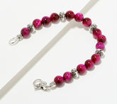 JAI Sterling Silver Basketweave Pink Tiger's Eye Bead Bracelet, 6-1/4"